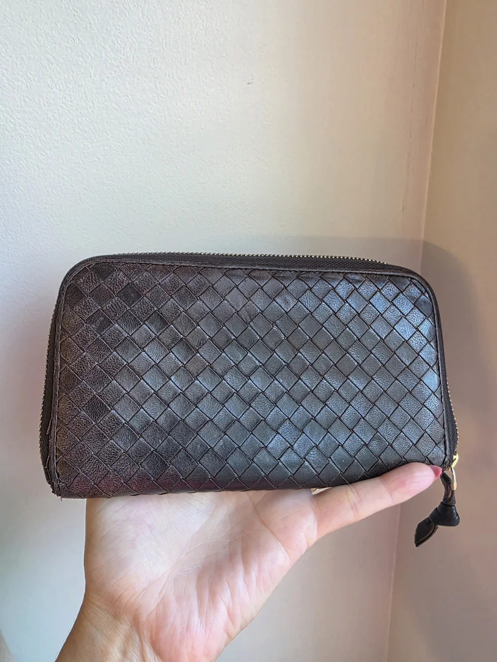 Bottega Veneta Brown Intrecciato Weave Large Zip Wallet - Good Condition!